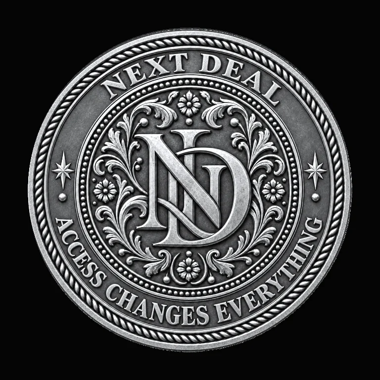 An engraved silver Next Deal coin. Access changes everything.